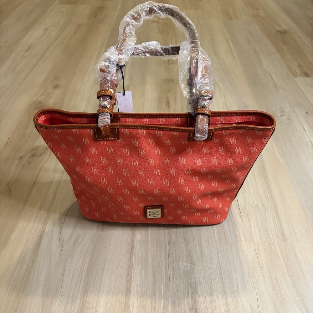 Dooney & Bourke Leather Gretta DB Red Signature Bag Purse Handbag Tote